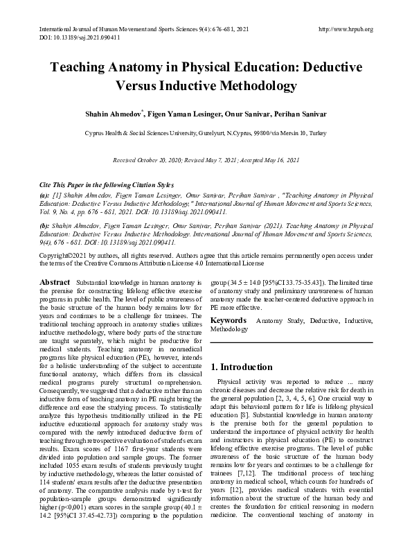 (PDF) Teaching Anatomy in Physical Education: Deductive Versus ...