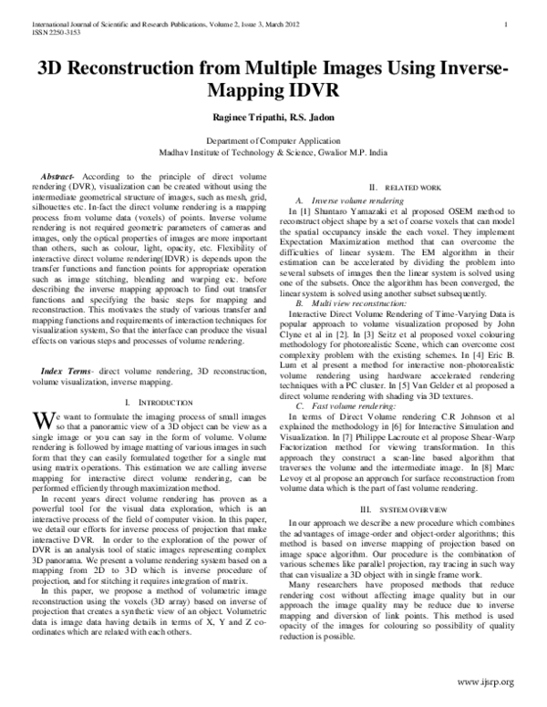 (PDF) 3D Reconstruction from Multiple Images Using Inverse- Mapping IDVR