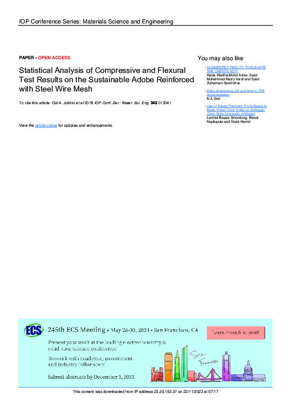 (PDF) Statistical Analysis of Compressive and Flexural Test Results on ...