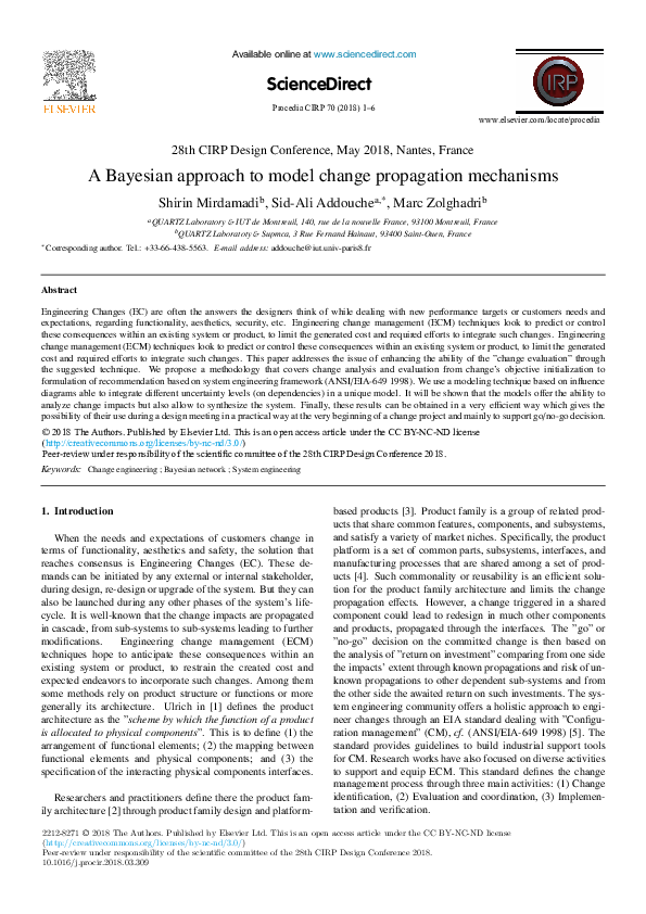 (PDF) A Bayesian approach to model change propagation mechanisms
