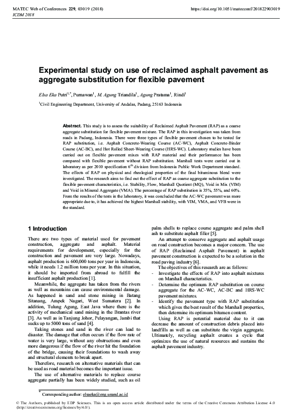 (PDF) Experimental study on use of reclaimed asphalt pavement as ...