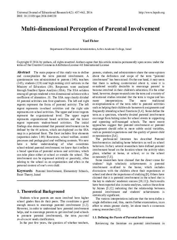 (PDF) Multi-dimensional Perception of Parental Involvement