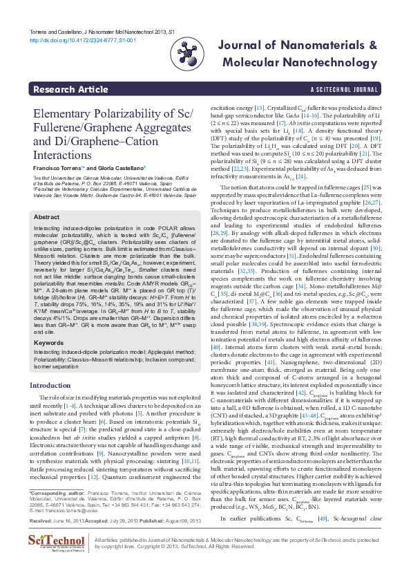 (PDF) Elementary Polarizability of Sc/Fullerene/Graphene Aggregates and ...