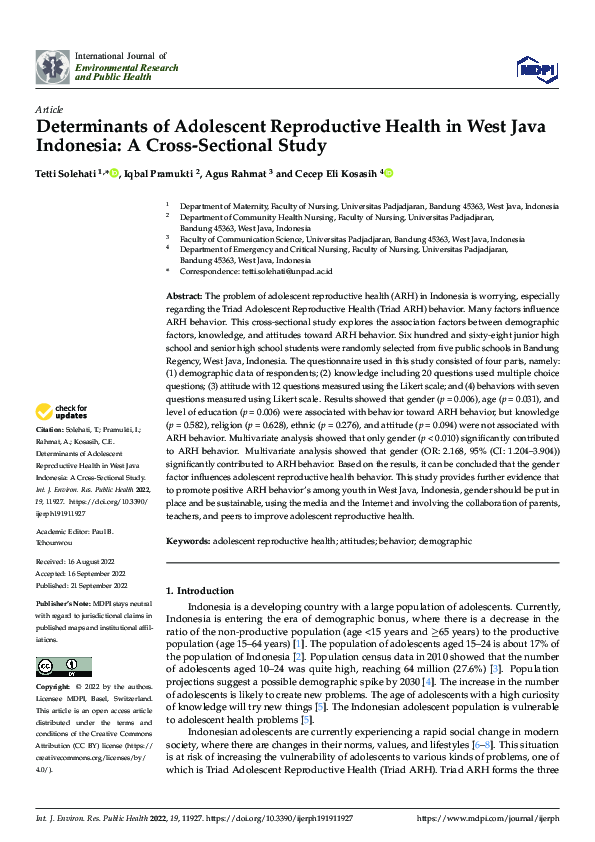 (PDF) Determinants of Adolescent Reproductive Health in West Java ...