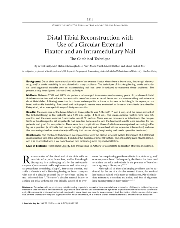 (PDF) Distal Tibial Reconstruction with Use of a Circular External ...