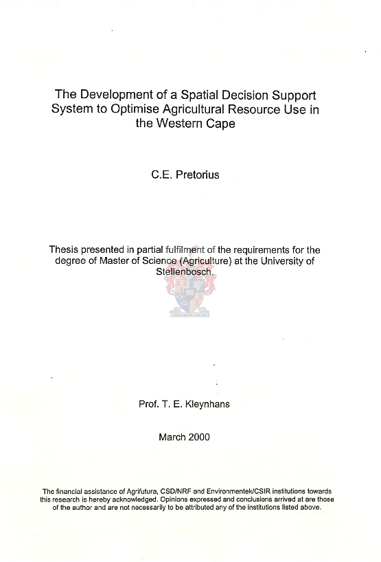 (PDF) The Development of a Spatial Decision Support System to Optimise ...