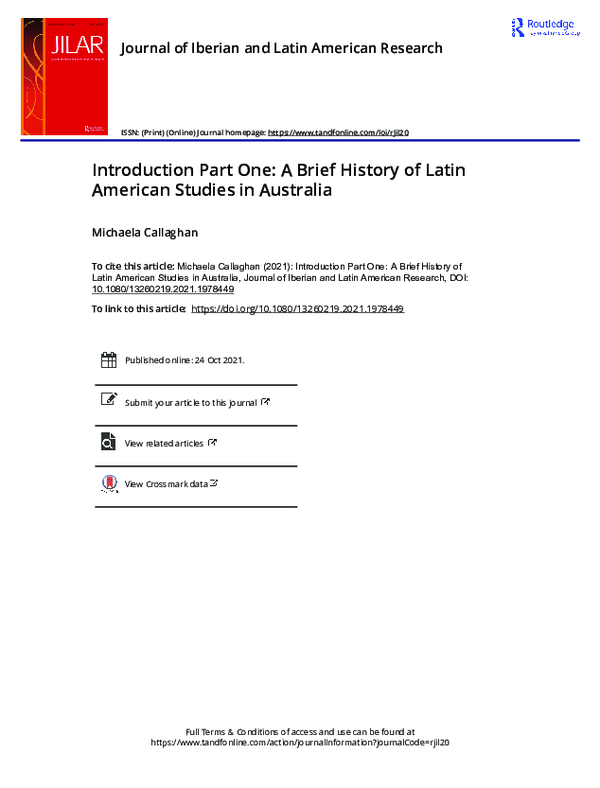 (PDF) Introduction Part One: A Brief History of Latin American Studies ...