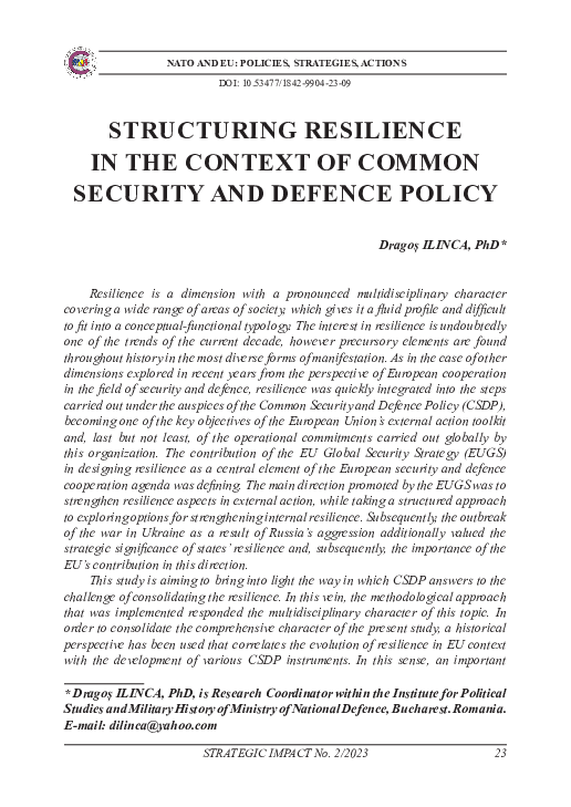 (PDF) Structuring Resilience in the Context of Common Security and ...