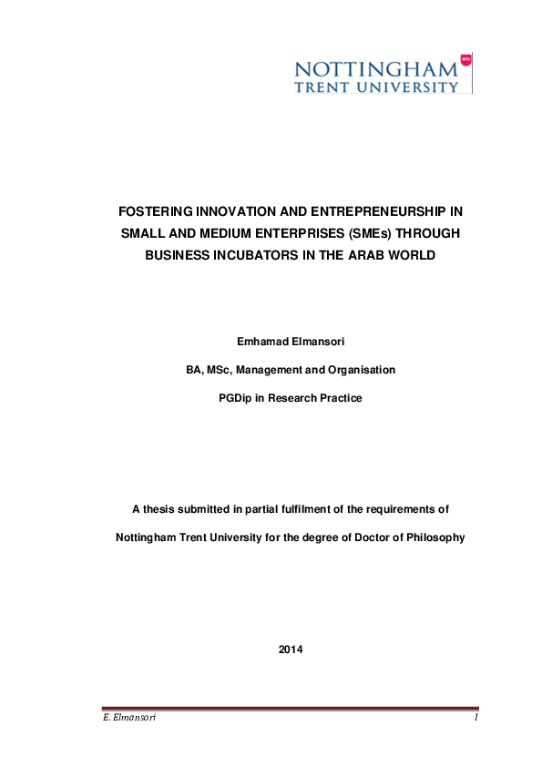 (PDF) Fostering innovation and entrepreneurship in Small and Medium ...