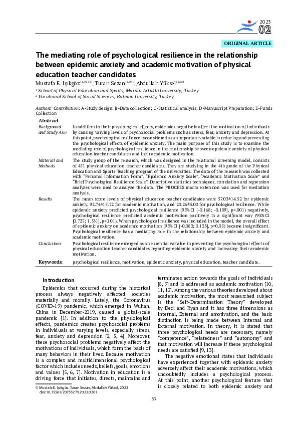 (PDF) The mediating role of psychological resilience in the ...