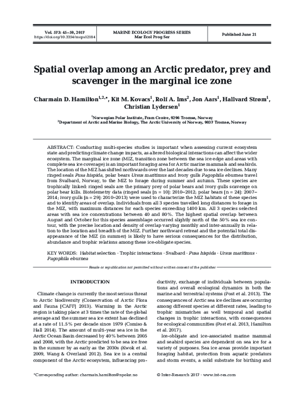 (PDF) Spatial overlap among an Arctic predator, prey and scavenger in ... - Snake-Predator-Prey Dynamics In Glacial Ice Shelves