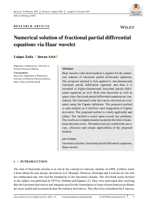 (PDF) Numerical solution of fractional partial differential equations ...
