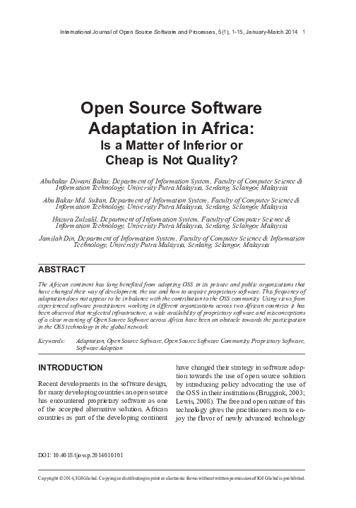 Pdf Open Source Software Adaptation In Africa Pdf Open Source Software Adaptation In Africa