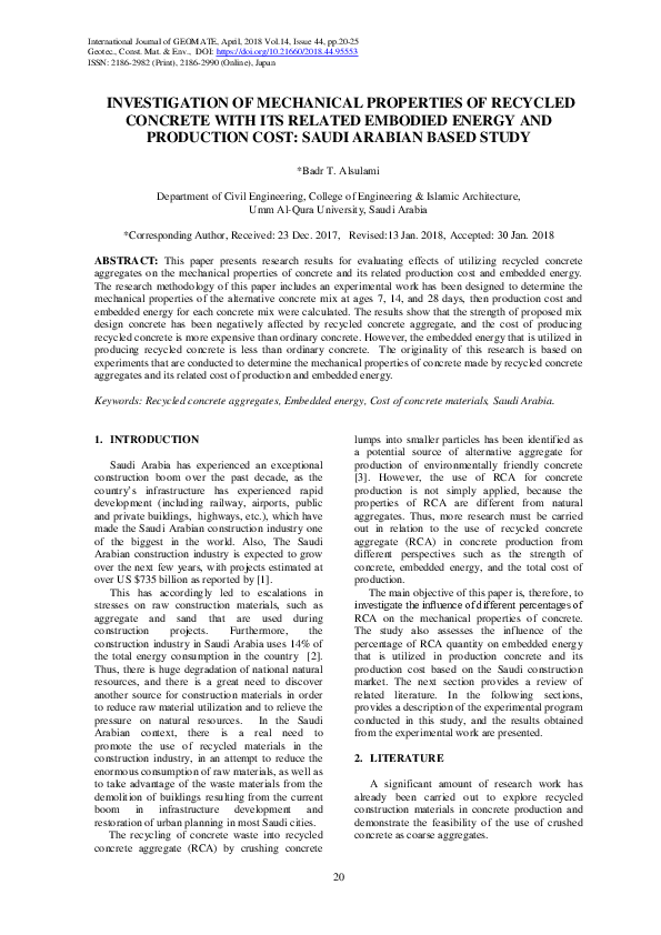 (PDF) Investigation of Mechanical Properties of Recycled Concrete with ...