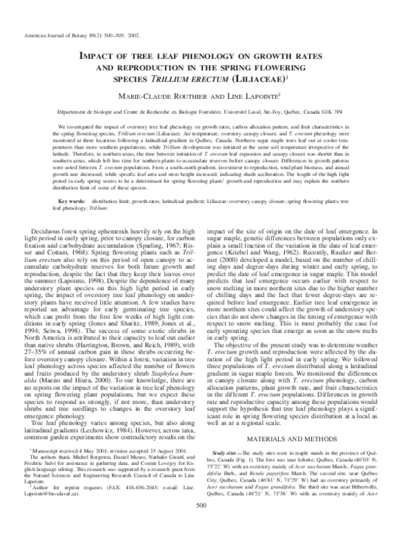(PDF) Impact of tree leaf phenology on growth rates and reproduction in ...