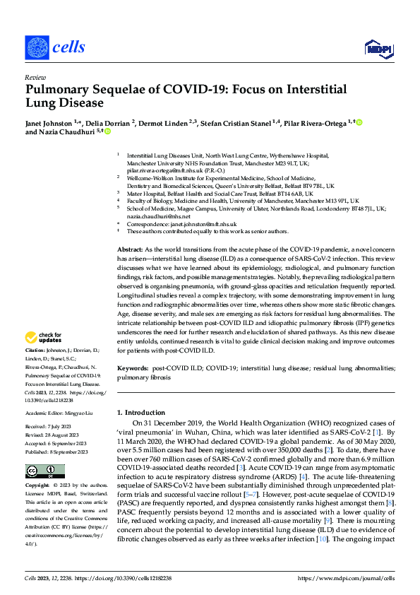 (PDF) Pulmonary Sequelae of COVID-19: Focus on Interstitial Lung Disease