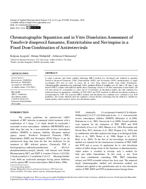(PDF) Chromatographic Separation and in Vitro Dissolution Assessment of ...