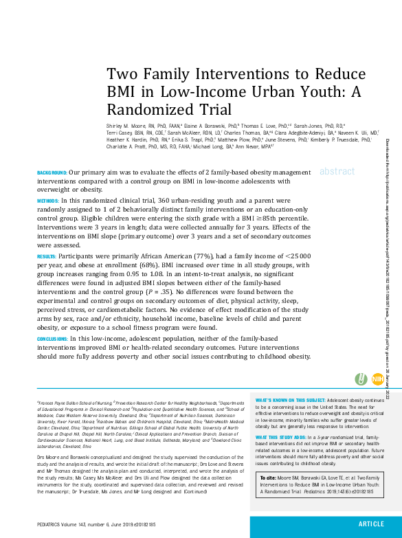 (PDF) Two Family Interventions to Reduce BMI in Low-Income Urban Youth ...