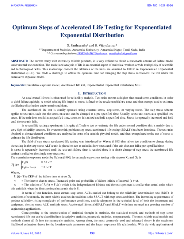 (PDF) Optimum Steps of Accelerated Life Testing for Exponentiated ...