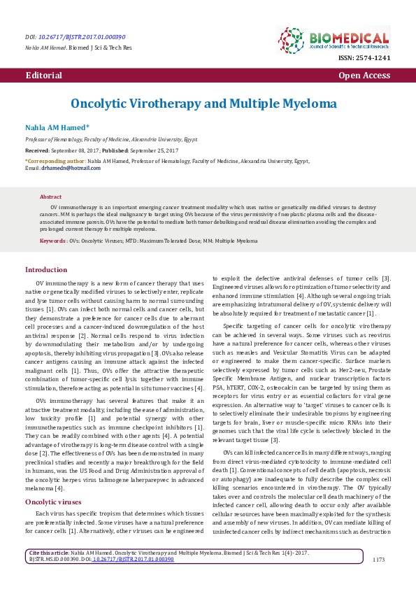 (PDF) Oncolytic Virotherapy and Multiple Myeloma