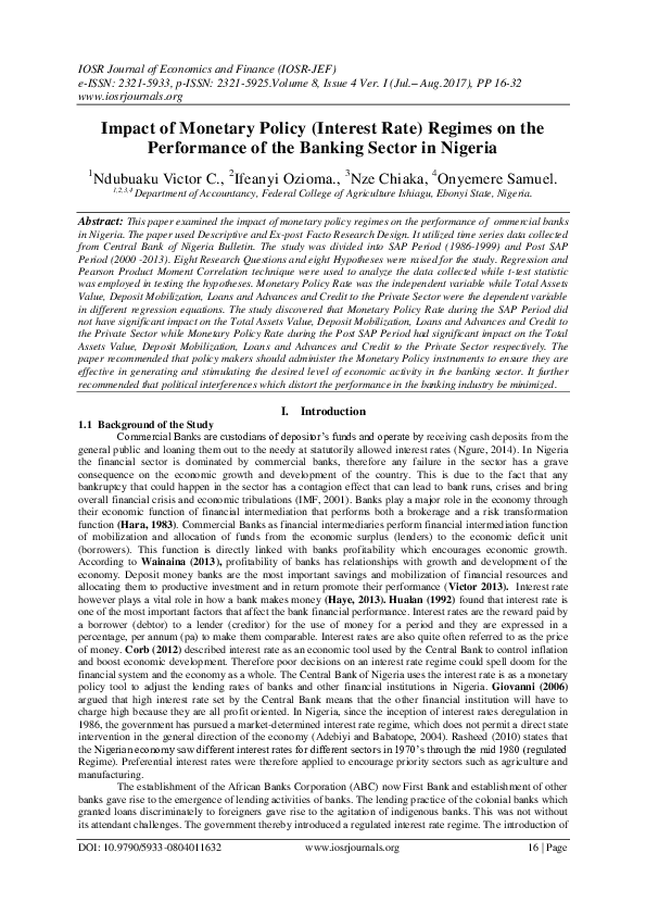 (PDF) Impact of Monetary Policy (Interest Rate) Regimes on the ...
