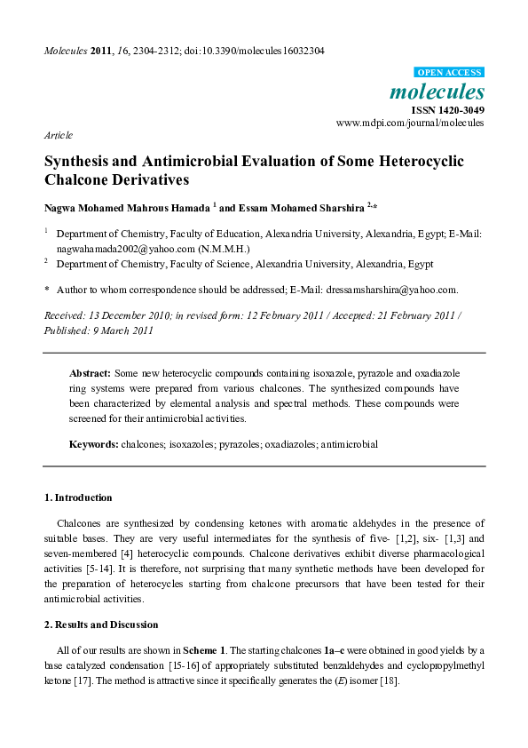 (PDF) Synthesis and Antimicrobial Evaluation of Some Heterocyclic ...