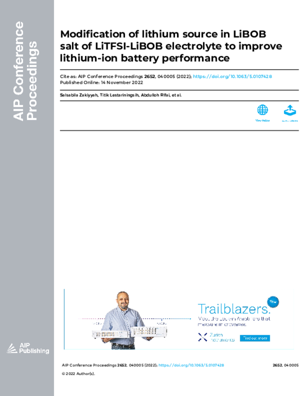 (PDF) Modification of lithium source in LiBOB salt of LiTFSI-LiBOB ...