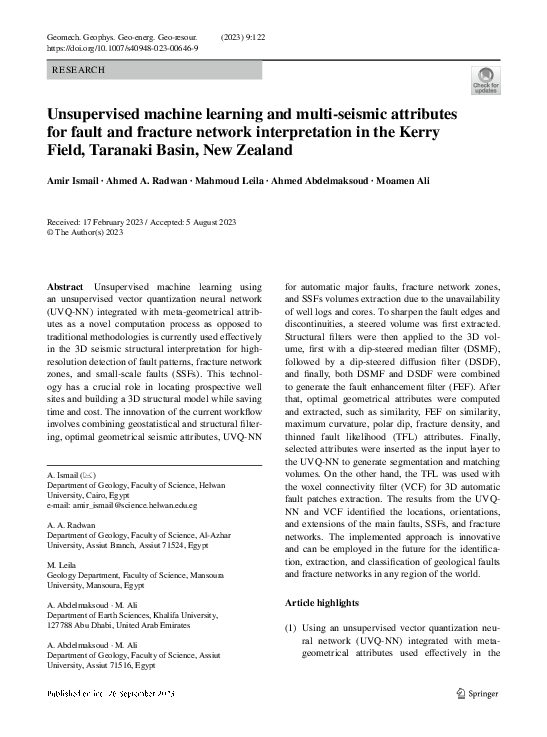 (PDF) Unsupervised machine learning and multi-seismic attributes for ...