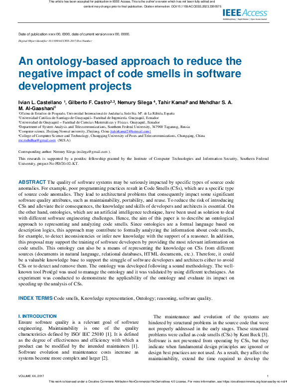 (PDF) An ontology-based approach to reduce the negative impact of code ...