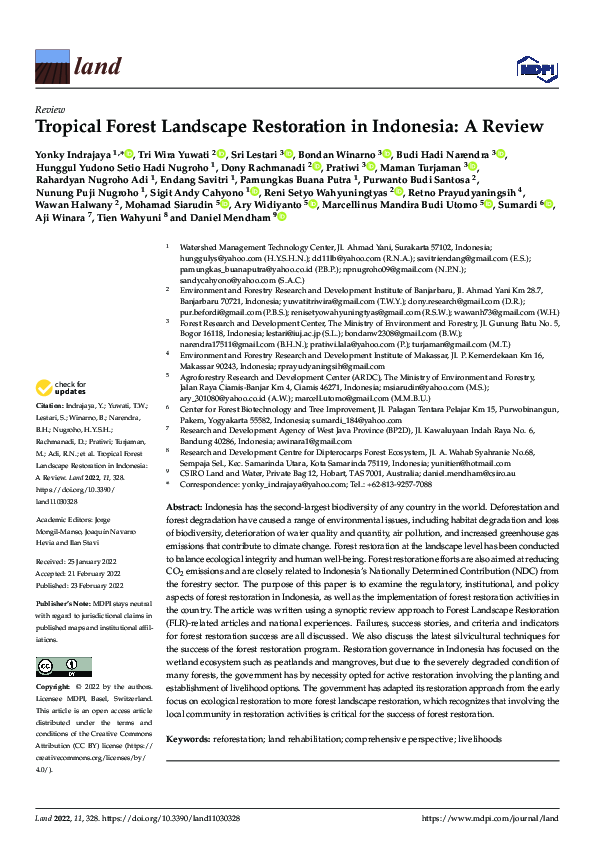 (PDF) Tropical Forest Landscape Restoration in Indonesia: A Review