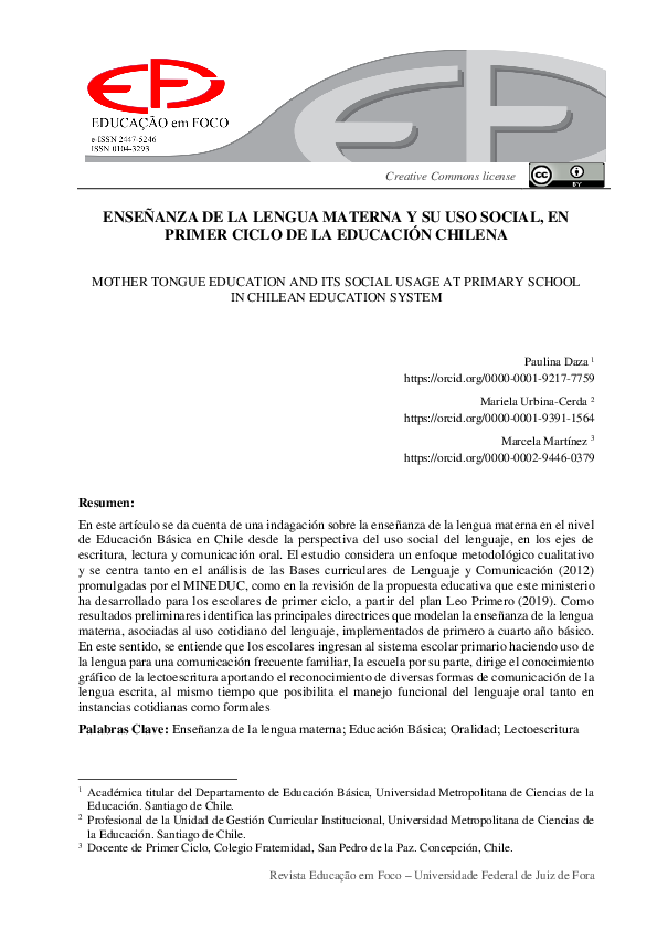 (PDF) Enseñanza De La Lengua Materna y Su Uso Social, en Primer Ciclo ...