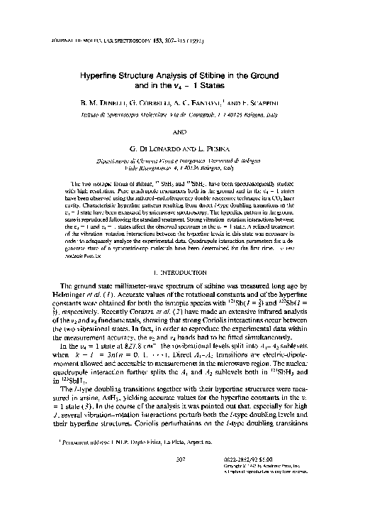 (PDF) Hyperfine structure analysis of stibine in the ground and in the ...