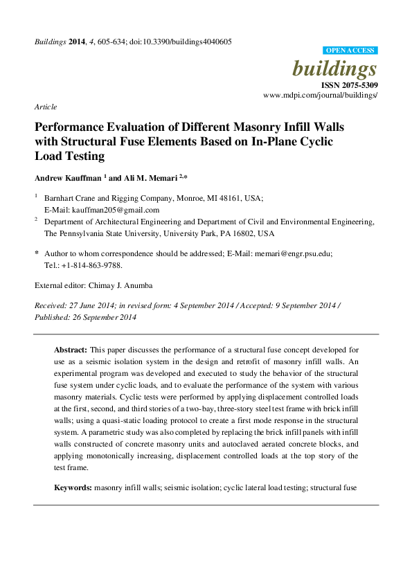 (PDF) Performance Evaluation of Different Masonry Infill Walls with ...