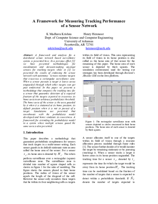 (PDF) A framework for measuring tracking performance of a sensor network