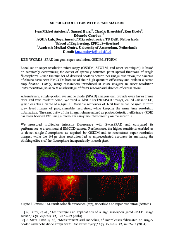 (PDF) Super Resolution with Spad Imagers