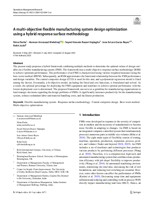 (PDF) A multi-objective flexible manufacturing system design ...