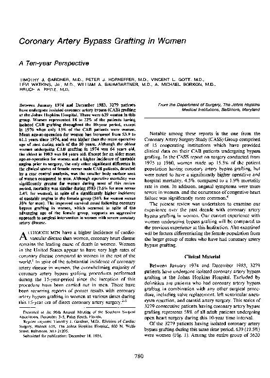 (PDF) Coronary Artery Bypass Grafting in Women A Ten-year Perspective