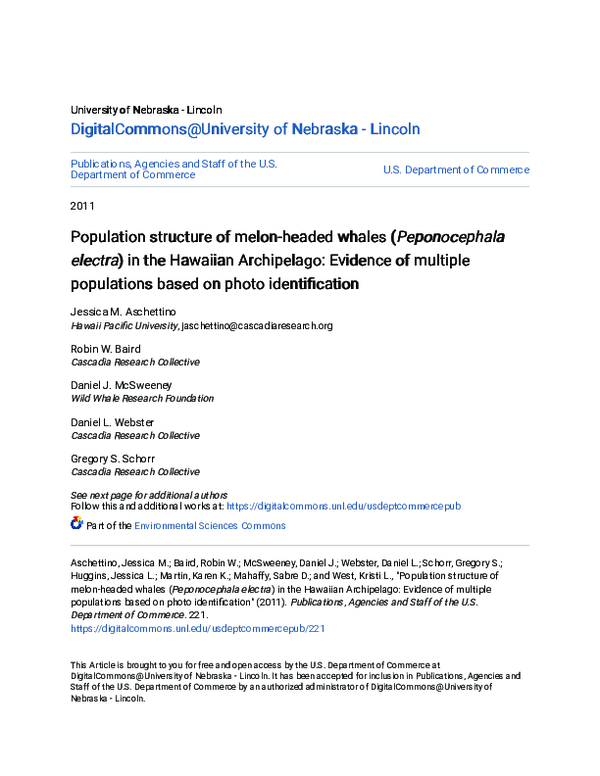 (PDF) Population structure of melonheaded whales ( Peponocephala