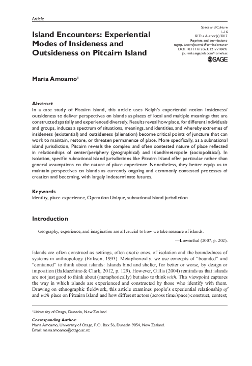 (PDF) Island Encounters: Experiential Modes of Insideness and ...