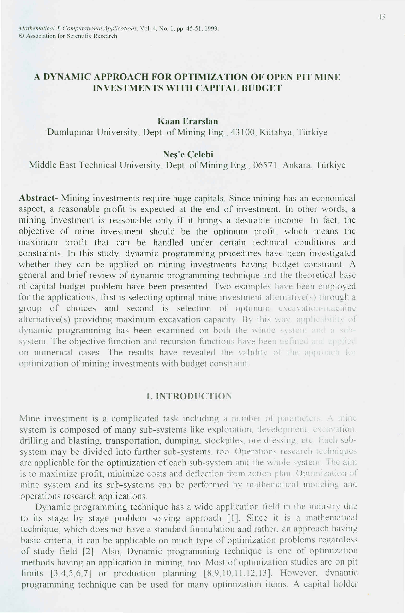 (PDF) A Dynamic Approach for Optimization of Open Pit Mine Invesments ...