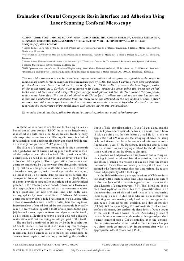 (PDF) Evaluation of Dental Composite Resin Interface and Adhesion Using ...