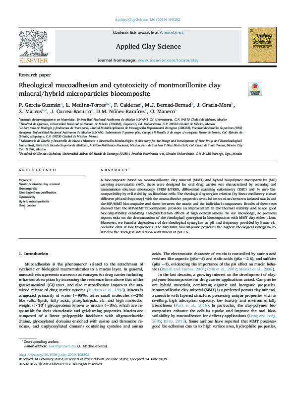 (PDF) Rheological mucoadhesion and cytotoxicity of montmorillonite clay ...