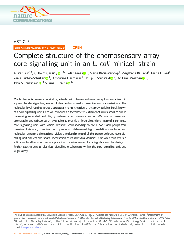 (PDF) Complete structure of the chemosensory array core signalling unit ...