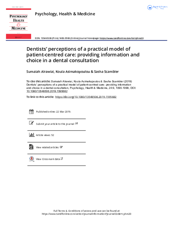(PDF) Dentists’ perceptions of a practical model of patient-centred ...