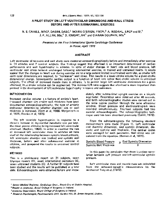 (PDF) A pilot study on left ventricular dimensions and wall stress ...