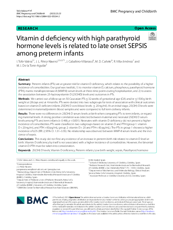 (PDF) Vitamin d deficiency with high parathyroid hormone levels is ...