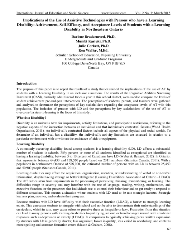 (PDF) Implications of the Use of Assistive Technologies with Persons ...