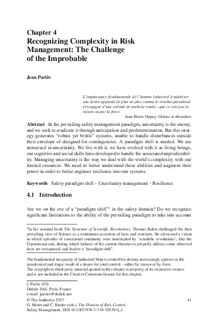 (PDF) Recognizing Complexity in Risk Management: The Challenge of the ...