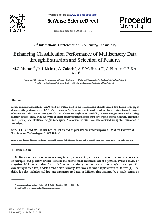 (PDF) Enhancing Classification Performance of Multisensory Data through ...