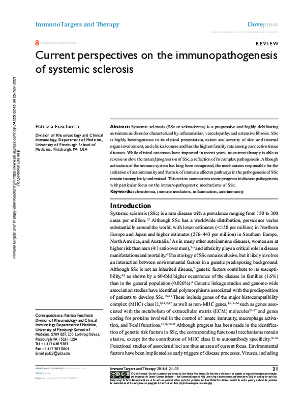 (PDF) Current perspectives on the immunopathogenesis of systemic sclerosis